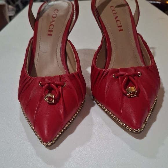 Coach Women's Red Pointed Toe Heels Size 8 - Picture 5 of 11